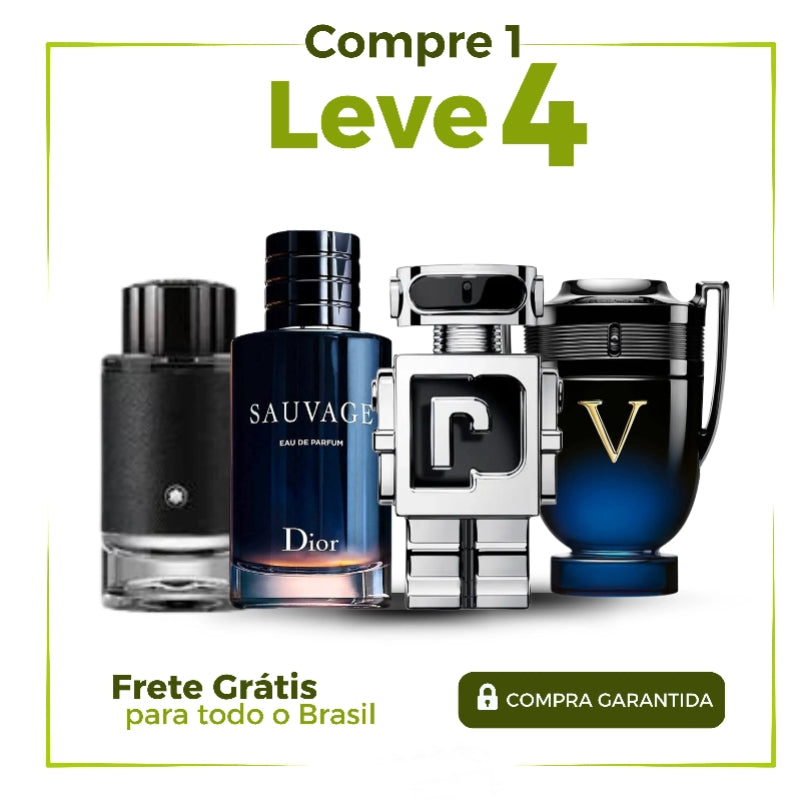 Kit 4 Perfumes Masculinos Importados (100ml cada) - Sauvage Dior l Invictus Victory l Paco Rabanne Phantoml mon black [ PROMOÇÃO POR TEMPO LIMITADO]